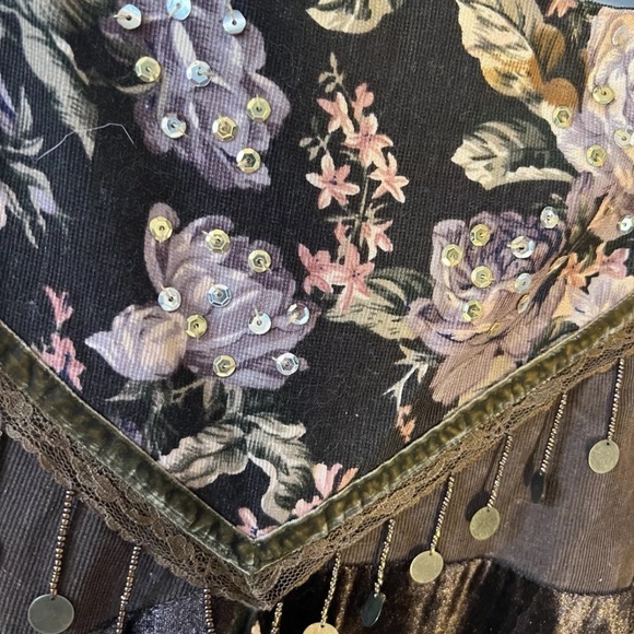 Y2K April seize 1 brown boho long Gypsy layered skirt - Picture 7 of 13